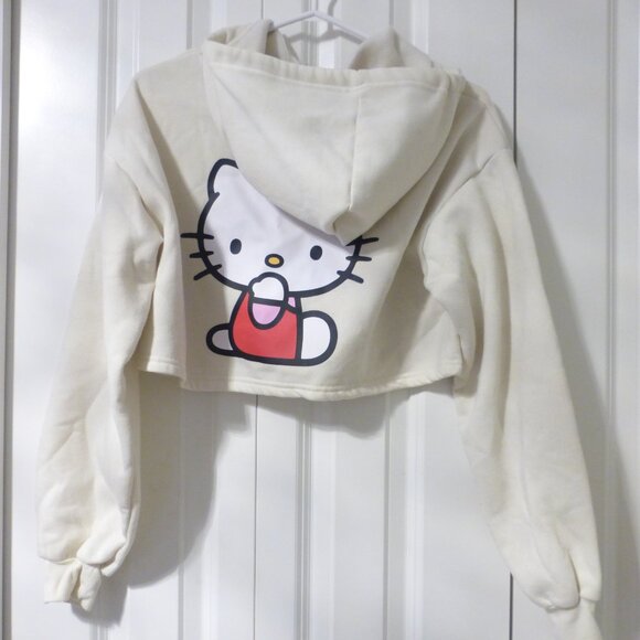 HELLO KITTY x SHEIN light yellow cropped graphic print hoodie - Picture 4 of 6
